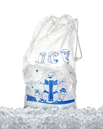 שקית קרח עם משיכת כותנה - שקיות קרח פלסטיק בהירות - שקיות קרח מסחריות - שקיות קרח כבדות