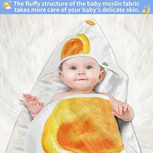 VVFELIXL מגבת ברדס לתינוקות, אפרסקים צהובים סופגים מגבת רחצה פעוטות, כותנה מגבות תינוקות רכות יילוד