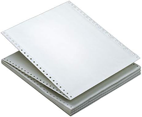 צמרות נייר מחשב רציף, 2 חלקים ללא פחמן, שוליים נשלפים בגודל 0.5 אינץ' , 9.5 על 11 אינץ', 1650 גיליונות, לבן
