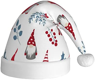 חג המולד סקנדינבי טרולים פרחוני אלמנטים, יד נמשך על רקע לבן חג המולד כובע, קטיפה חג המולד סנטה קלאוס כובע לנשים