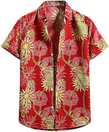 זמן הקרוב הוואי חולצות לגברים קצר שרוול פרחוני קיץ מזדמן כפתור למטה חולצות כותנה רגיל בכושר חולצות