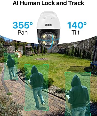 מערכת מצלמות אבטחה של Zosi 4K POE עם זיהוי רכב של AI Face Person, 6 x 5MP מעקב אוטומטי חיצוני