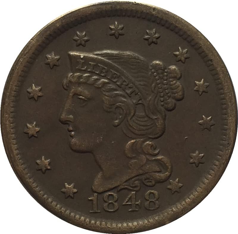 27.5 ממ ישן 1848 מטבעות אמריקאים מטבעות נחושת מלאכות עתיקות מטבעות זיכרון זרות