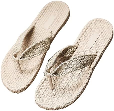 נעלי בית נשים קיץ סנדלי חוף שטוח מזדמן חוטיני מחלקות חיקוי קש חבל קנב