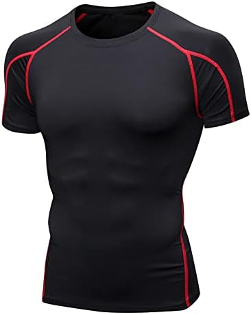גברים חולצות טריקו ספורט רזות צוואר עגול שרוול קצר מפעיל יוגה מהירה אימון יבש