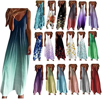 שמלות מקסי של gtmzxw לנשים לנשים ללא שרוולים ללא שרוולים סאמפרס ספגטי מזדמן רצועות שמלות ארוכות