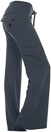מכנסי מטען עם כיס שרוך מותניים נמוכים מכנסיים מזדמנים של היפ הופ רופף.