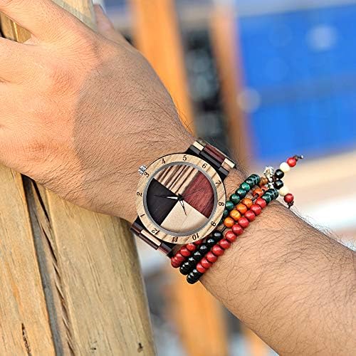 טיונג מותג עץ שעונים גברים של עם בעבודת יד צבעוני במבוק עץ שעון אנלוגי תאריך קוורץ עץ שעון לגברים