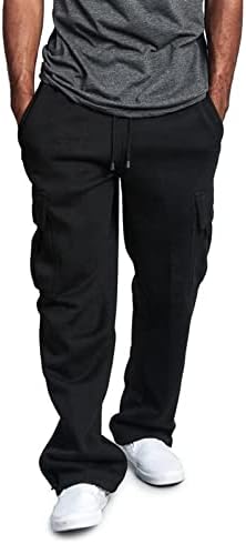 מטען מכנסי טרנינג לגברים במשקל כבד צמר זיעה מכנסיים גברים בבאגי מכנסיים רצים עם כיסים