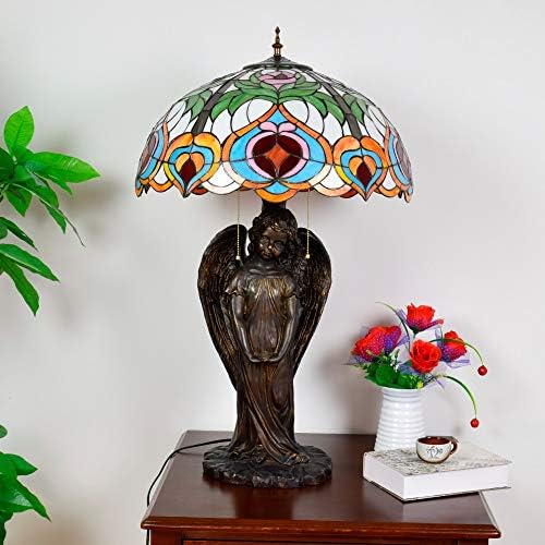 טיפאני שולחן עתיק מנורת טיפאני טפני אפרסק פסק זכוכית מנורת מנורת מלאך מחזיק למלונות ברים מסעדות לימוד סלון חדר