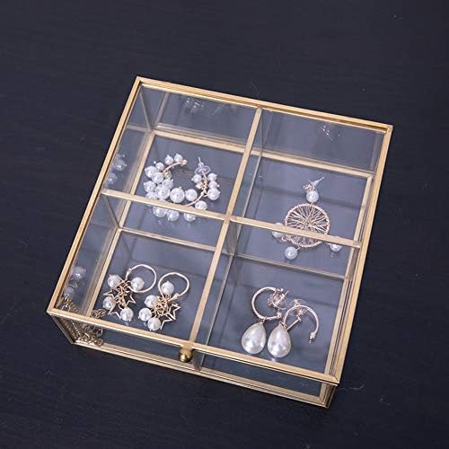 קופסאות תכשיטים QTT בסגנון אירופאי חזה תכשיטים מזכוכית פשוטה ארבע מארגן תכשיטים אבק אבק לרשת לנשים קופסת תכשיטים
