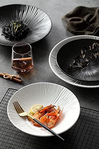 סט ג'וסלפה של צלחות ארוחת חרסינה בסגנון 4-יפני, צלחות הגשה עגוליות רב-תכליתיות לארוחת בוקר, סלט,