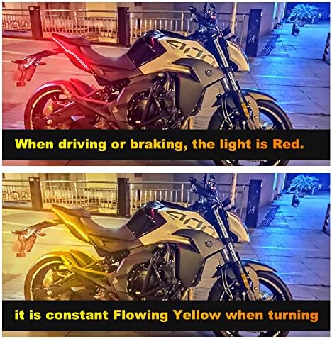 אור רצועת לד לרכב אופנוע הוביל רצועת פנס לריצה בשעות היום הפעל אות זנב בלם אור ספואנציאלי החזרה ענבר / צהוב ואדום