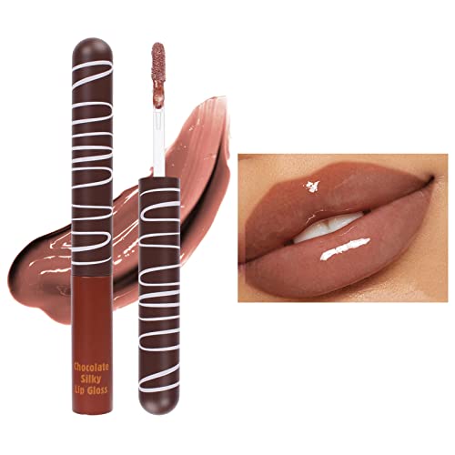 איפור גלוס מזרן שוקולד שפתיים זיגוג לחות לחות שנמשך לחות ללא דביק עירום מים אור איפור אפקט נשי