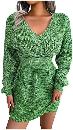 שמלות סוודר לנשים 2023 שמלת סוודר שרוול צבעוני שמלת פנס שרוולי שמלת סוודר מותרים מותרים