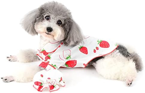 רנפי קטן כלב פיג 'מה לחיות מחמד כלב בגדי כותנה גור פיג' מה עם כובע תות מודפס פיג כלבלב שינה חולצה הלבשת עם כיס