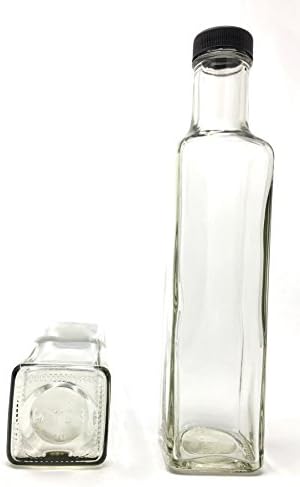 בקבוק זכוכית מרובע של 250 מיליליטר עם מכסים בקבוק מרסקה וקוואדרה