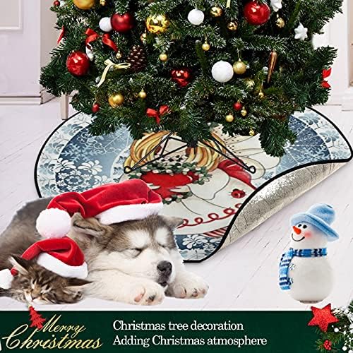 Visesunny חג מולד שמח שדון פתית שלג עם זר עץ חג המולד מחצלת עץ אטום למים מחצלת מחצלת עץ חג המולד מגן רצפה