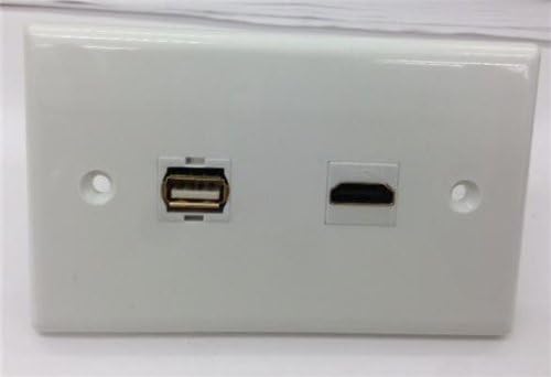 HDMI 1.4 + USB A 2.0 צלחת קיר לבנה נקבה-נקבה דרך מחשב טלוויזיה