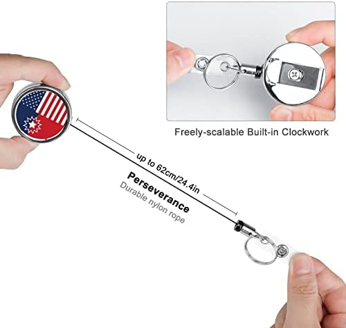 יוני אמריקאי דגל נשלף תג מחזיק סליל מתכת מזהה תג מחזיק עם חגורת קליפ מפתח טבעת עבור שם כרטיס