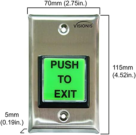 Visionis vis-7000 בקשה לכיכר ירוקה מקורה ליציאה לחצן לבקרת גישה לדלתות עם אור LED, NC, C ו- NO תפוקות