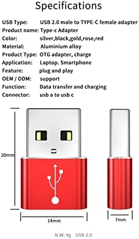 מתאם גלי תיבה התואם ל- JBL משקף מיני NC-USB-A עד C PortChanger, USB Type-C OTG USB-A המרת נתוני
