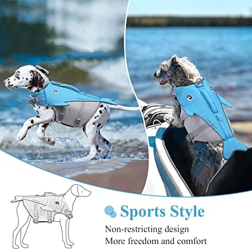 מעיל הצלה של כלבים Vivaglory, אפוד חיי כלבים לשחייה ושייט, סגנון ספורט, כחול, קטן