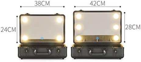 אמן איפור TJLSS מזוודה קופסת ציפורניים יופי עם מראה נורית LED אור קוסמטיקה מארגן מארגן ארגון כלים