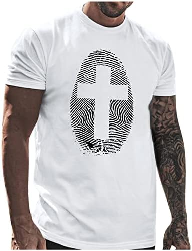 HDDK Mens חייל שרוול קצר חולצות טביעת אצבע קיץ אמונה ישו ישו הדפסה חוצה חולצת טיול אימון אימון ספורט