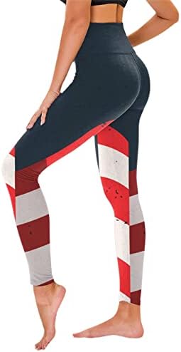 4 ביולי חותלות מותניים גבוהות לנשים דגל אמריקאי יוגה יוגה המריצה חותלות אולטרה מוברשות רכות מברשות