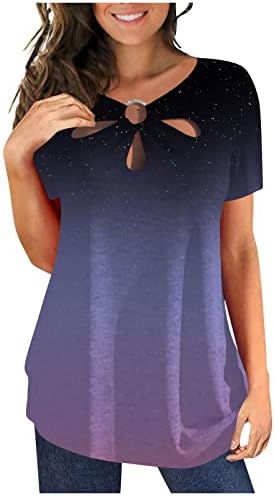 חולצות חולצות חלולות של אייאסו לנשים חולצות חולצות פרחוניות הדפס פרחוני שרוול קצר טוניקה חולצות טריקו מזדמנים