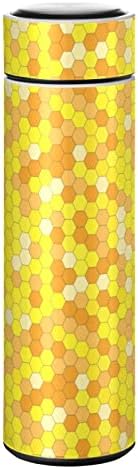 כוס תרמוס של דלונאן, דבורה גיאומטרית מופשטת חלת דבש צהוב 17oz כוס ואקום נירוסטה בקבוק מים מבודד ספל חיצוני,