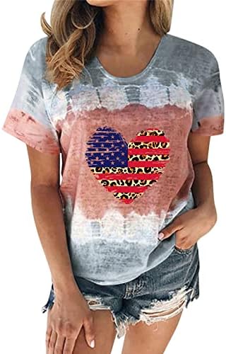 חולצות פטריוטיות לנשים ארהב דגל טריקו חולצות קיץ חולצה שרוול קצר חולצה פטריוטית נוחה חולצה אופנתית