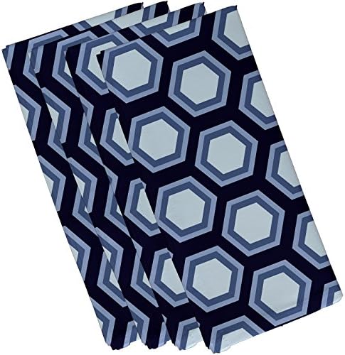 ה על ידי עיצוב משושה ערעור הדפס גיאומטרי מפית, 19 על ידי 19, כחול כהה, כחול בהיר