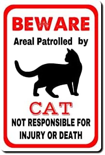 אליפוס סימן פח חתול סימן מזהיר כי הנכס נשמר על ידי חתול בציר מתכת פח סימן קיר תפאורה בית בר חנות קפה