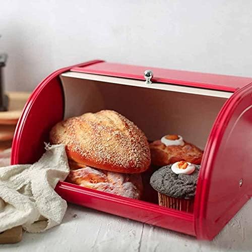אדום לחם תיבת עבור מטבח דלפק לחם סל אחסון מיכל עבור כיכרות, מאפים, ועוד, להפשיל מכסה עיצוב