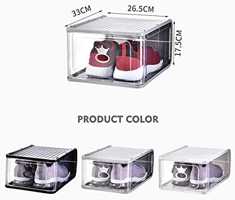 4 קופסאות אחסון נעליים חבילות, קופסת נעליים נקה של ערימת פלסטיק עם מכסים, סוג המגירה פתיחה קדמית