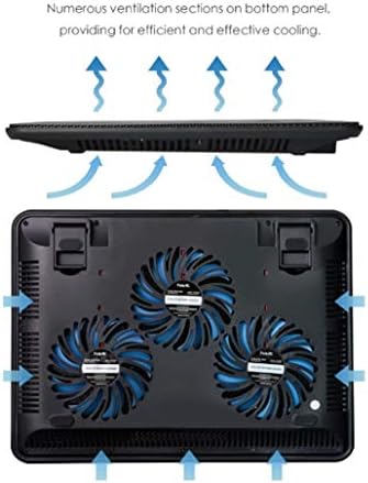 מאוורר QONBV קירור קירור שקט מחשב נייד כרית קירור כחול LED נייד מקרר ציר מחברת USB מקרר עם 3 מאווררים למחשב