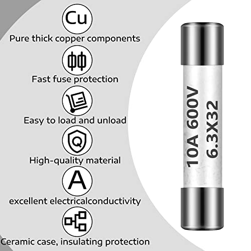 FF10A 600V נתיכים מולטימטר DC DM DMM נתיכים מהיר מכה פעולה 10A נתיכים מולטימטר פליז נעשה נתיכי קרמיקה עבור DC