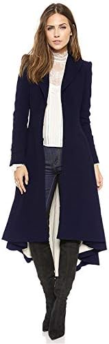 Andongnywell צבע אחיד לנשים מזדמן ארוך וילון קדמי קדמי משקל קל משקל גבוה שרוול ארוך שולי נמוך