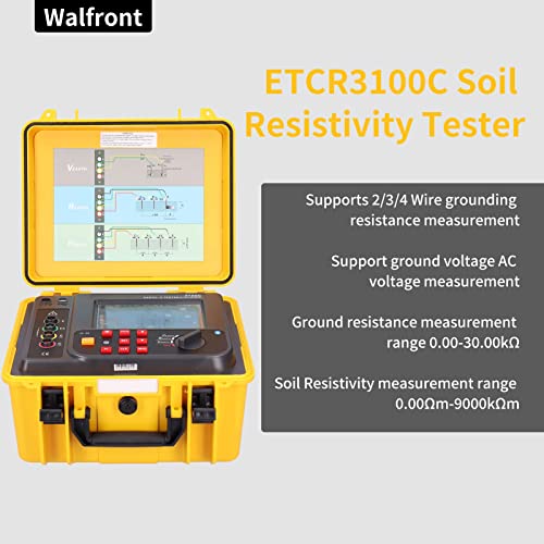 ETCR3100C בודק התנגדות אדמה דיגיטלית 4-Digit LCD Meter Ground Ground Meter IP65 תומך ב -2, 3 ו- 4-חוטים