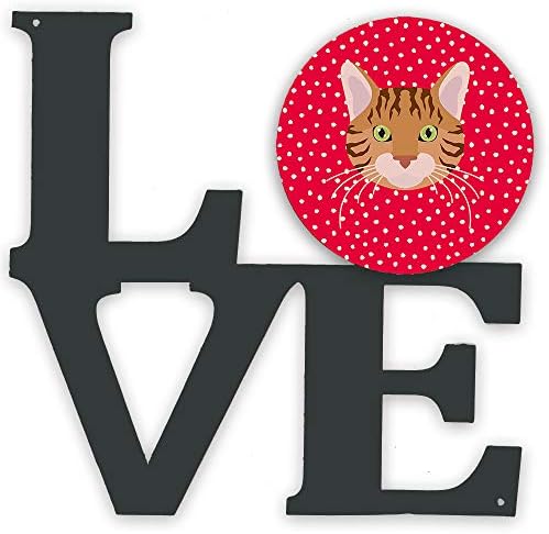 אוצרות קרוליין 5089 וולב בנגל חתול אהבה מתכת קיר יצירות אמנות אהבה, אדום,