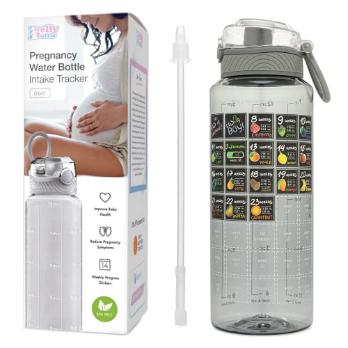 הריון בטן הריון בקבוקי מים גשש צריכת בקבוקי מים עם מדבקות אבן דרך שבועיות + הריון קש חייב להיות מתנות בפעם הראשונה