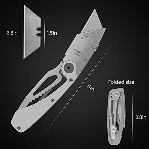 ליצ ' אמפ 6-חבילה מתקפל שירות סכיני תיבת חותך, שינוי מהיר תער סכין שירות כיס בנייה להב סכין
