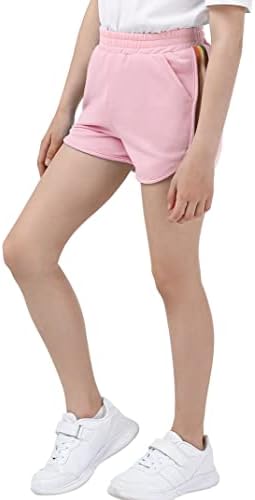 Geru 2 חבילה בנות מכנסיים קצרים אתלטים מכנסיים קצרים בקיץ עם כיסים לאימון ריצה ספורט כושר, 3-12y