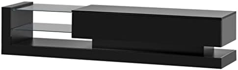 מתלה טלוויזיה ZLXDP עם שני ארונות אחסון מדיה מרכז בידור לטלוויזיה בגודל 75 אינץ ', 16 צבע LED RGB צבע