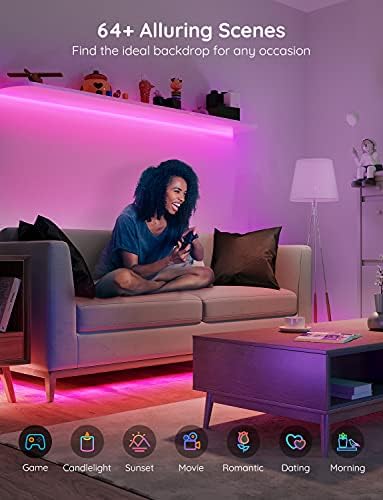 אורות רצועת LED של Govee, נורות LED Bluetooth עם צרור בקרת אפליקציות חכמה אורות LED רצועת LED אורות בקרת אפליקציות