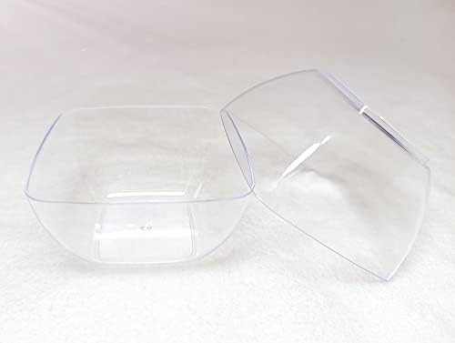 כוסות קינוח ， קוביות טעימות ברורות מדגם מיכלי זכוכית קערות פלסטיק מרובעות אלגנטיות חד פעמיות-ישמשו פעמים רבות,