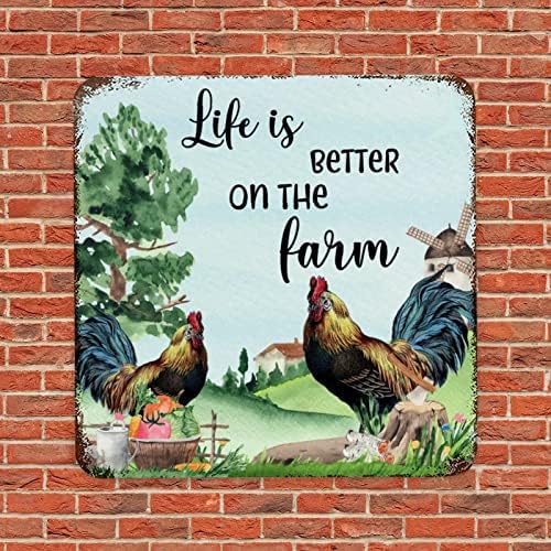 שלט מתכת רטרו פלאק בית חווה עוף תרנגולת חותם החיים טובים יותר בחווה חדר קיר חדר קיר פוסטר מתכת וינטג