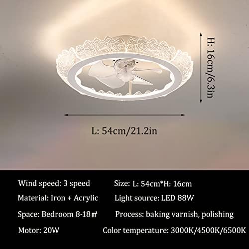 מאווררי תקרה של פיהון עם מנורות, מאוורר תקרה מודרני LED עם חדר שינה שקט קליל לעמעום 3 מהירויות סוג פרח אור
